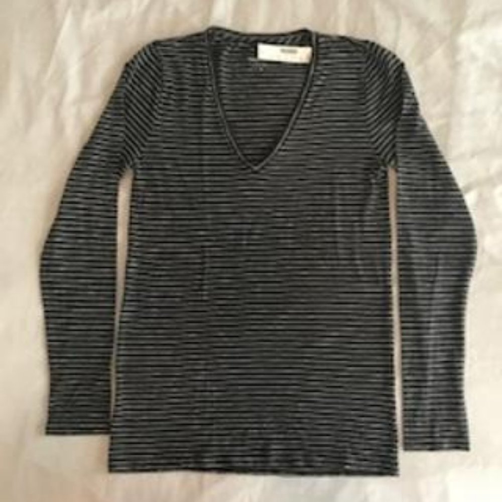 NWT J. Crew Dark Gray Striped Long Sleeve Tee